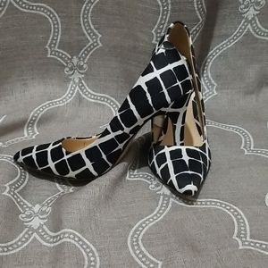 Adam Lippes Black & White Pattern Heels - Sz 7.5